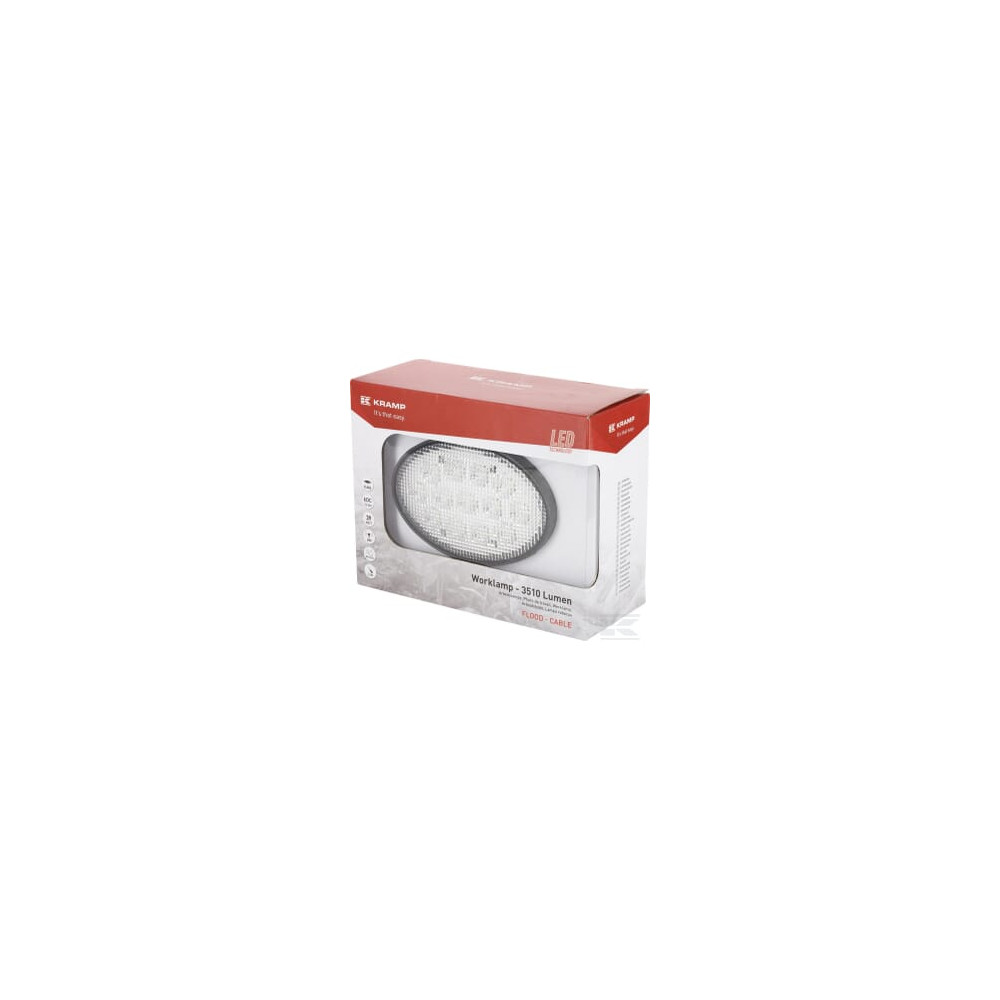 Kramp LA10039 Phare de travail LED rond 36W 3510lm, 10/30V,, 144x69.4x98mm, faisceau large 13 LED Kramp