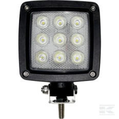 Kramp LA10555 Phare de travail LED, 27 W, 3000 lm, carrée, blanche, 10/30 V, 100x100x81 mm, prise Deutsch, Wide flood, 9 LED