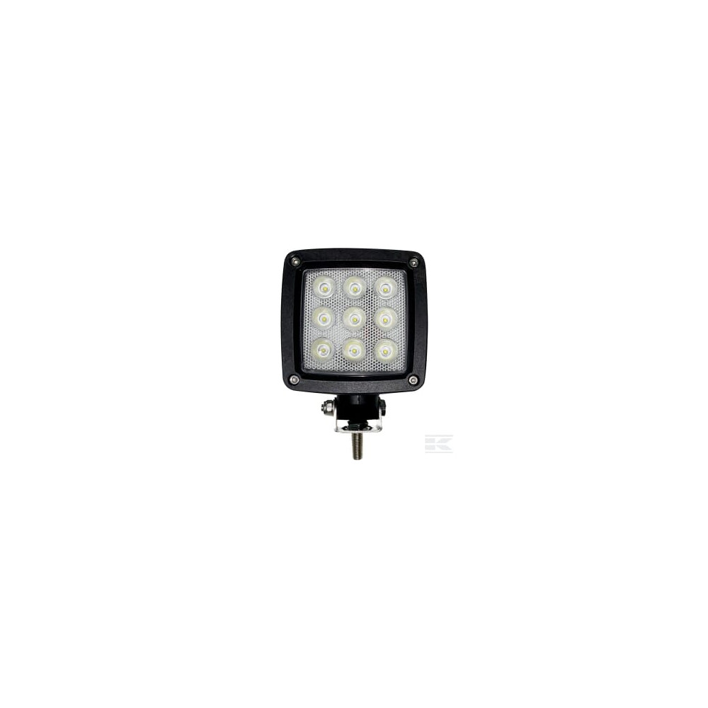 Kramp LA10555 Phare de travail LED, 27 W, 3000 lm, carrée, blanche, 10/30 V, 100x100x81 mm, prise Deutsch, Wide flood, 9 LED