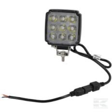 Kramp LA10908 Phare de travail LED, 27W, 3420lm, carrée, blanche, 96,5x48,5x124,5mm, 2 fiches Deutsch, faisceau diffus, Kramp