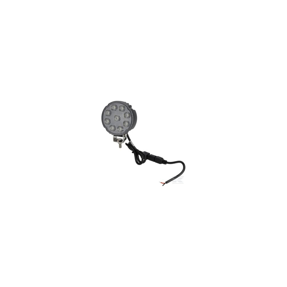 Kramp LA10907 Phare de travail LED, 27W, 3420lm, ronde, blanche, 100x48,5x120mm, 2 fiches Deutsch, faisceau diffus, Kramp