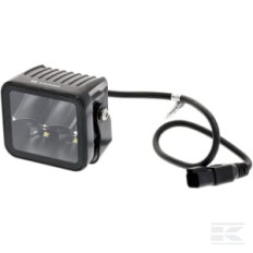 Kramp LA10607 Lampe de travail indirecte LED, 40W, 4800lm, carrée, 12/24V, blanche, 81x82,5x67,5mm prise Deutsch, faisceau ét