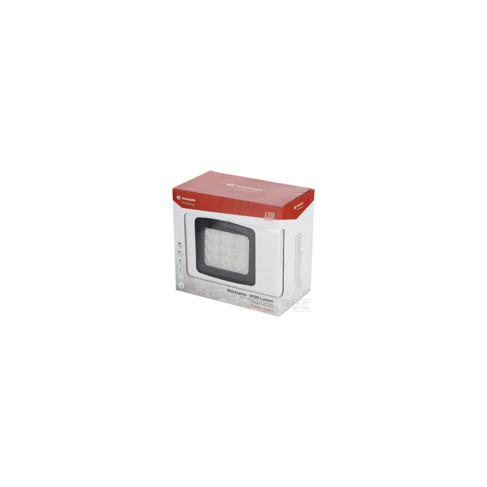 Kramp LA10083 Phare de travail LED carré 90W 8100lm, 10/30V, 135x124mm, faisceau large 9 LED Kramp