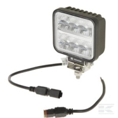 Kramp LA100961 Projecteur de travail LED, 19W, 3360lm, carré, 10/110V, 110x130x41mm, Deutsch 2 broches, faisceau large, 16 LE