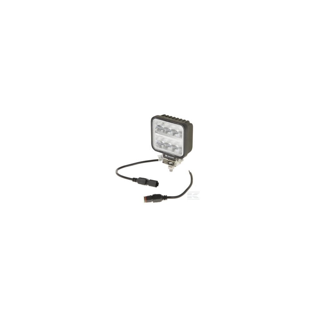 Kramp LA100961 Projecteur de travail LED, 19W, 3360lm, carré, 10/110V, 110x130x41mm, Deutsch 2 broches, faisceau large, 16 LE
