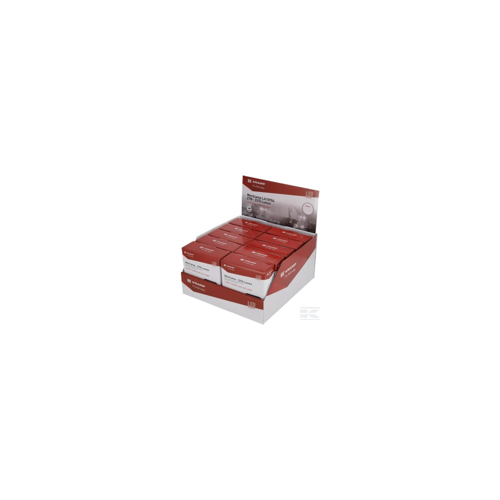 Kramp LA10904BOX Phare de travail LED, 27W, 2376lm, rectangulaire, blanche, 107x38.8x136mm, projecteur, Kramp (boîte de 10 pi