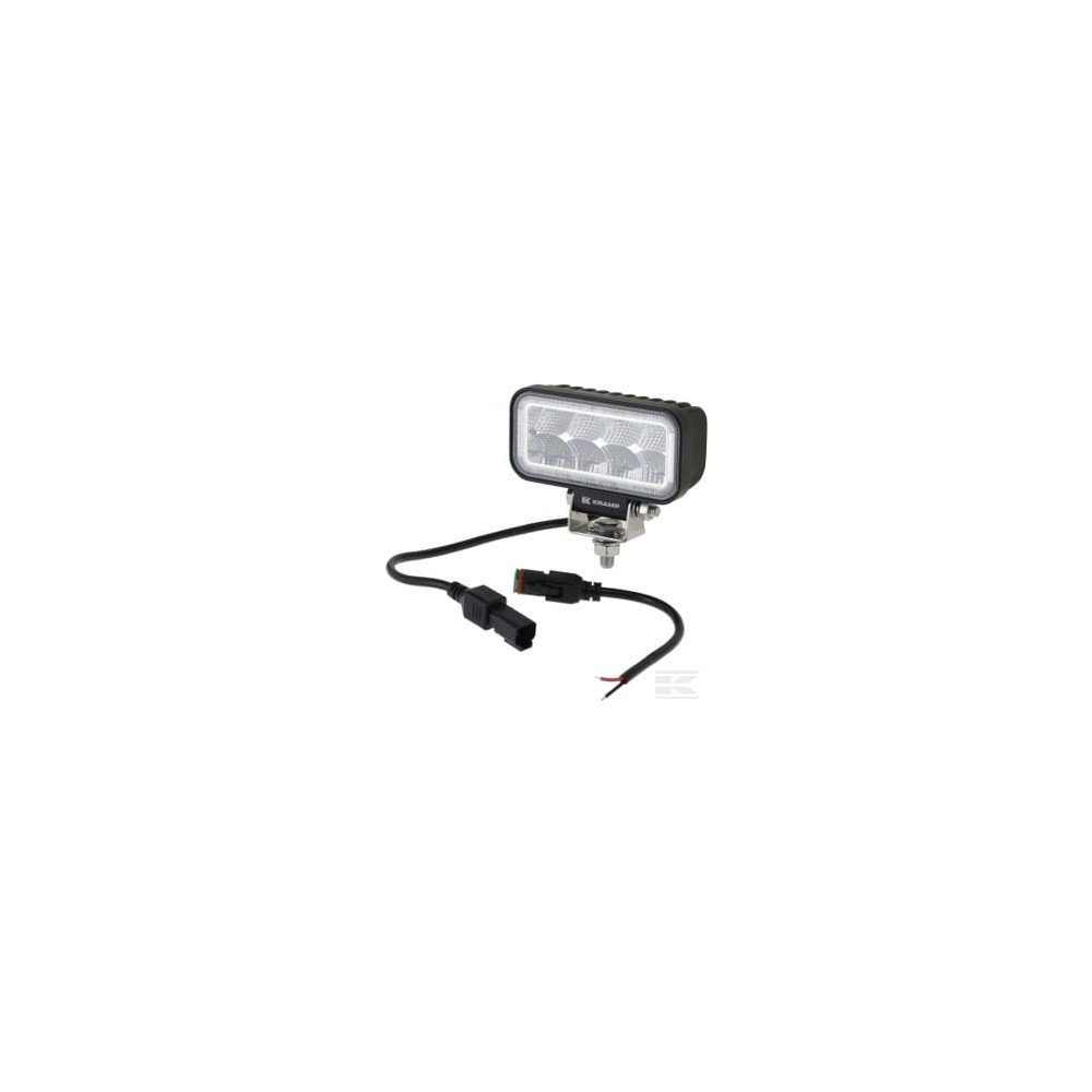 Kramp LA100951 Projecteur de travail LED, 19W, 3350lm, rectangulaire, 10/110V, 128x96x46mm, Deutsch 2 broches, faisceau large