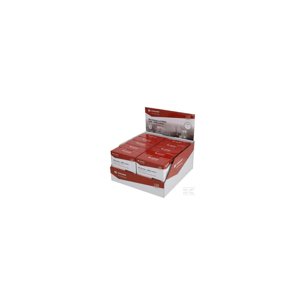 Kramp LA10903BOX Phare de travail LED, 24W, 2000lm, carrée, blanche, 107x52x136mm, spot, Kramp (boîte de 10 pièces)
