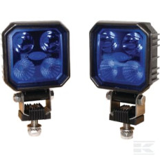 Kramp LA10001 Phare de travail LED 2x set, 9W, 1000lm, carré, 10/30V, 133x39x90mm, bleu, prise Deutsch, 4 LED, Kramp