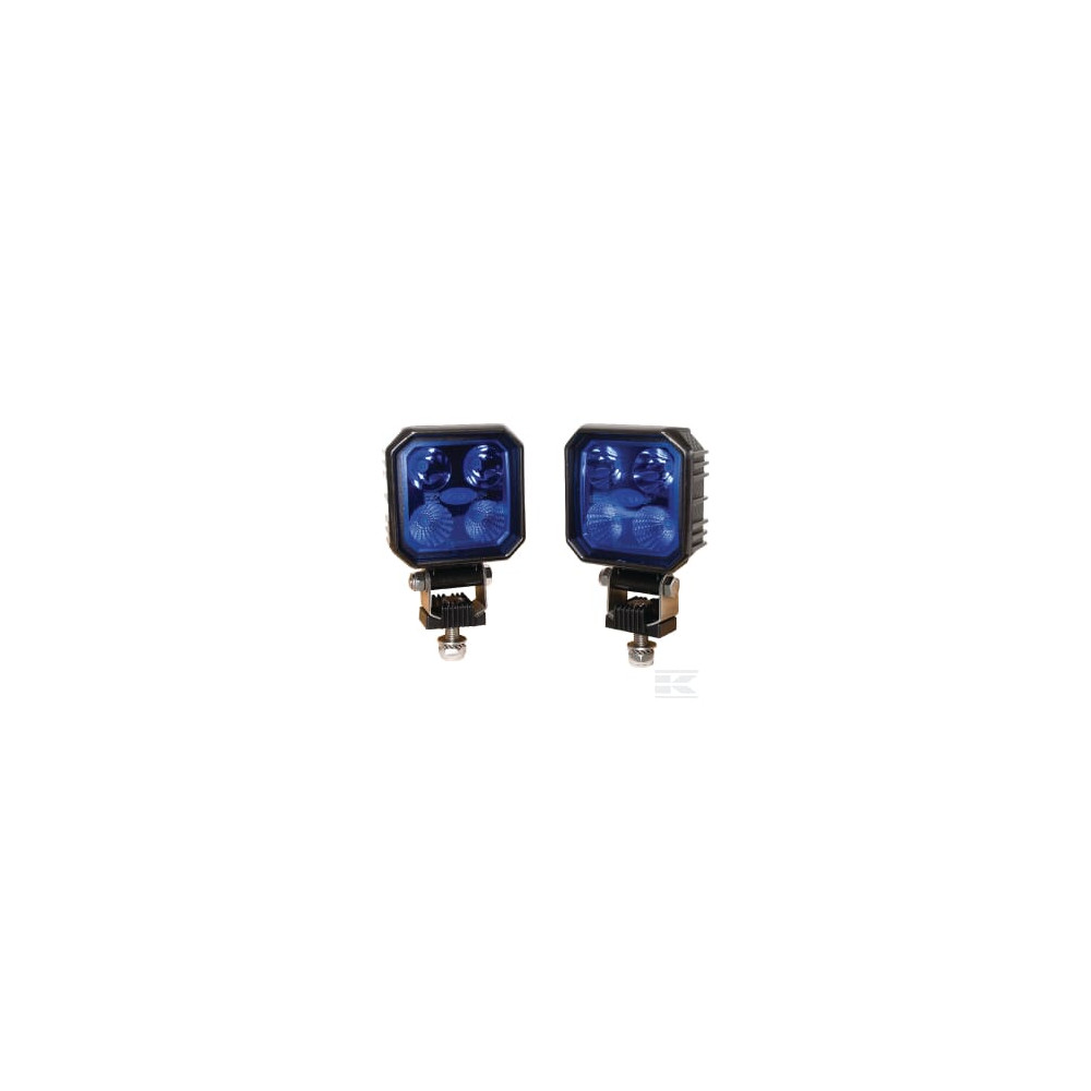 Kramp LA10001 Phare de travail LED 2x set, 9W, 1000lm, carré, 10/30V, 133x39x90mm, bleu, prise Deutsch, 4 LED, Kramp