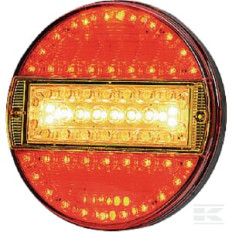 Kramp LA104112L Feu arrière multifonction LED, gauche, avec plaque d'immatriculation latérale, rouge/orange/blanc, 12-24 V, 2