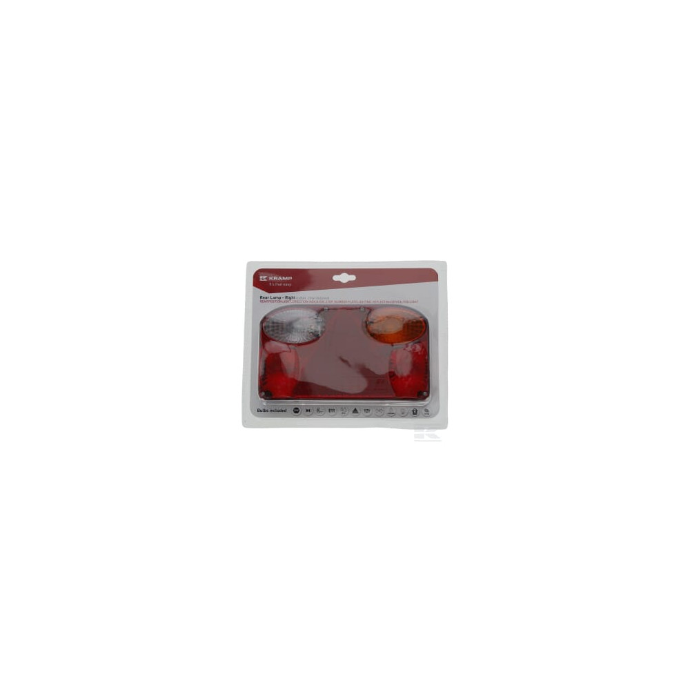 Kramp LA45029LKR Feu arrière gauche rectangulaire, 12/24V, 235x135x52mm, Baïonnette 5 broches