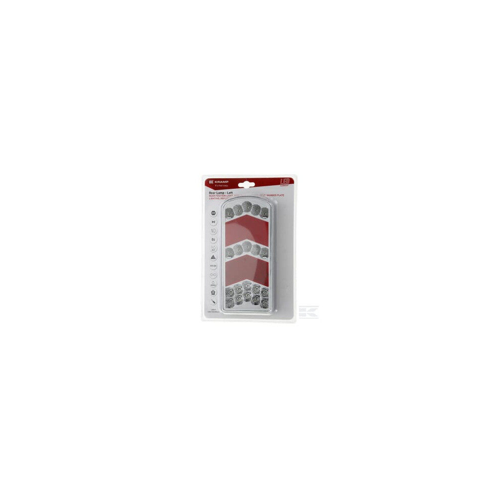 Kramp LA40052 Feu arrière multifonction LED, rectangulaire, 12-24V, 236x104x61.5mm, 5 fiches,