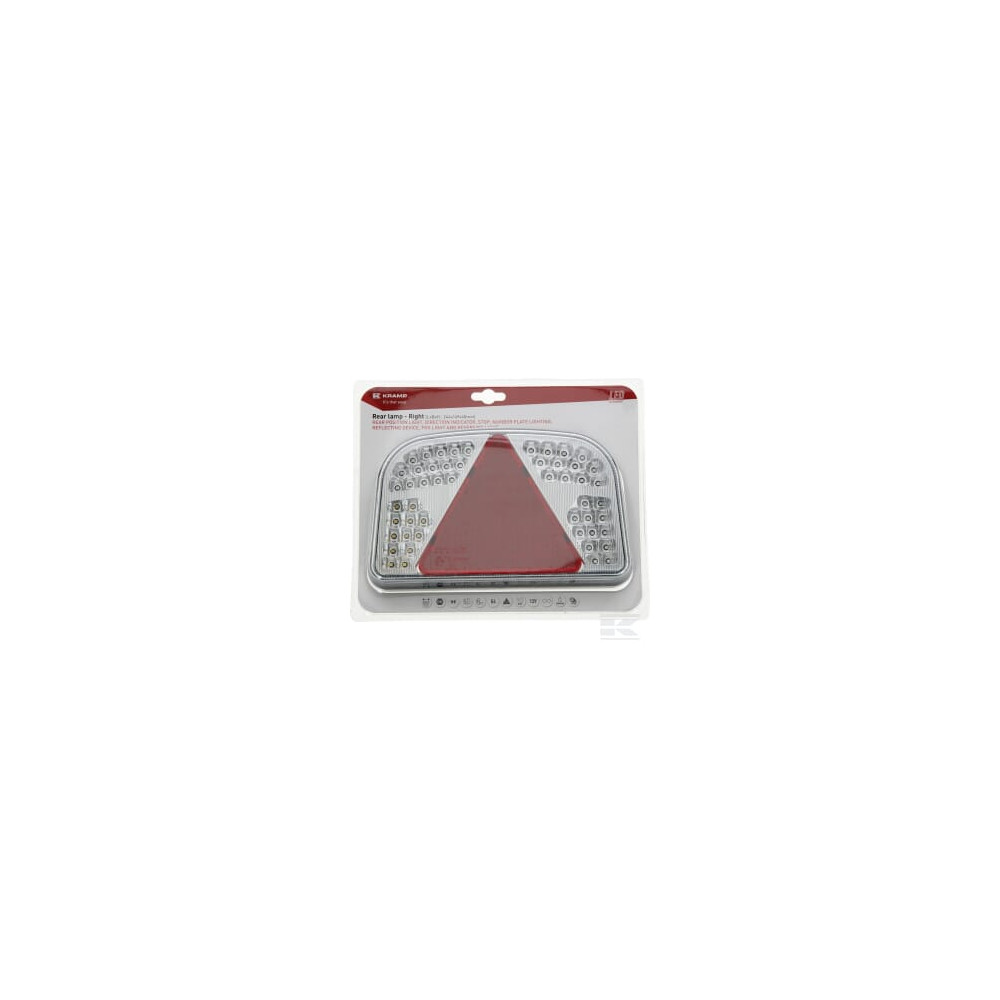 Kramp LA40042 Feu arrière multifonction LED, rond, 12-24V, Ø 142mm, 5 fiches,