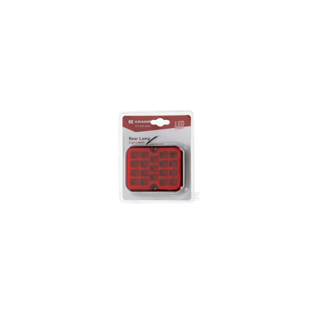 Kramp LA91263KR Feu antibrouillard LED, carré, 12-24V, rouge, 101x80,7x30mm