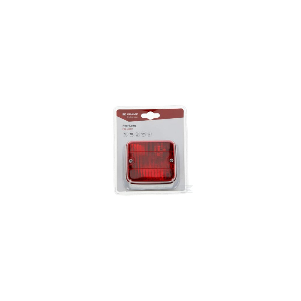 Kramp LA99370KR Feu antibrouillard carré, 12V, rouge, 85x52x75mm
