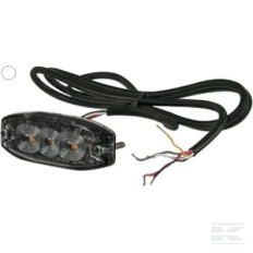 Kramp LA20073W Feu d'avertissement et clignotant LED, rectangulaire, 10/30V, blanc, 82x30x9mm, 3 LED's, Kramp