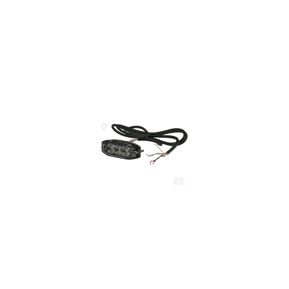 Kramp LA20073W Feu d'avertissement et clignotant LED, rectangulaire, 10/30V, blanc, 82x30x9mm, 3 LED's, Kramp