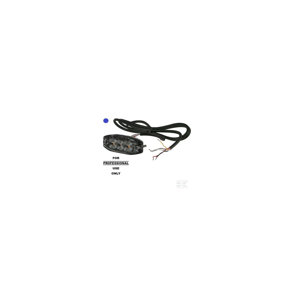 Kramp LA20073B Feu de signalement LED, rectangulaire, 10/30V, bleu, 82x30x9mm, 3 LED's, Kramp