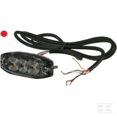Kramp LA20073R Feu d'avertissement et clignotant LED, rectangulaire, 10/30V, rouge, 82x30x9mm, 3 LED, Kramp