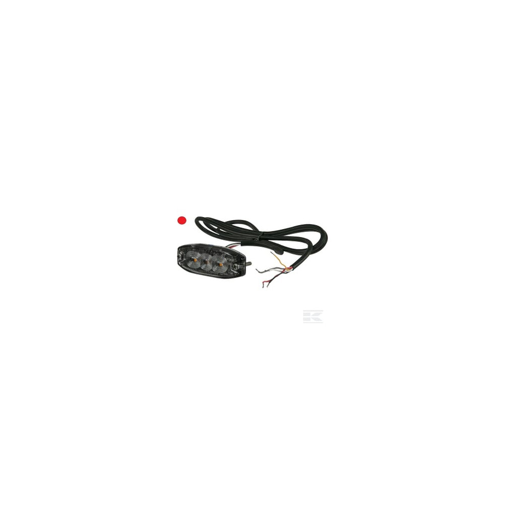 Kramp LA20073R Feu d'avertissement et clignotant LED, rectangulaire, 10/30V, rouge, 82x30x9mm, 3 LED, Kramp