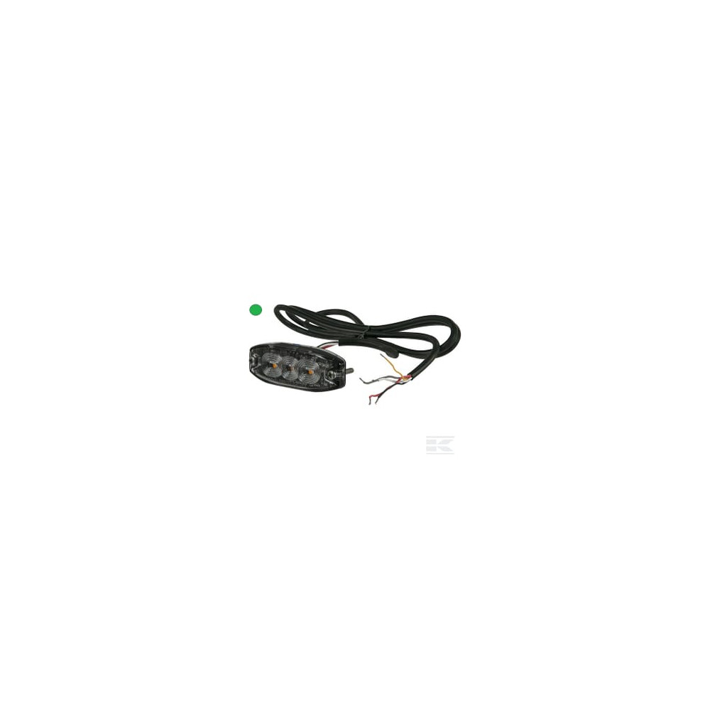Kramp LA20073G Feu d'avertissement et clignotant LED, rectangulaire, 10/30V, vert, 82x30x9mm, 3 LED, Kramp