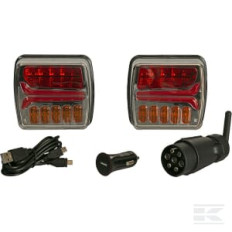 Kramp LA60035 Jeu de lumières sans fil LED, carré, 12V, Li-ion, magnétique, 110x103x7-pin, Kramp