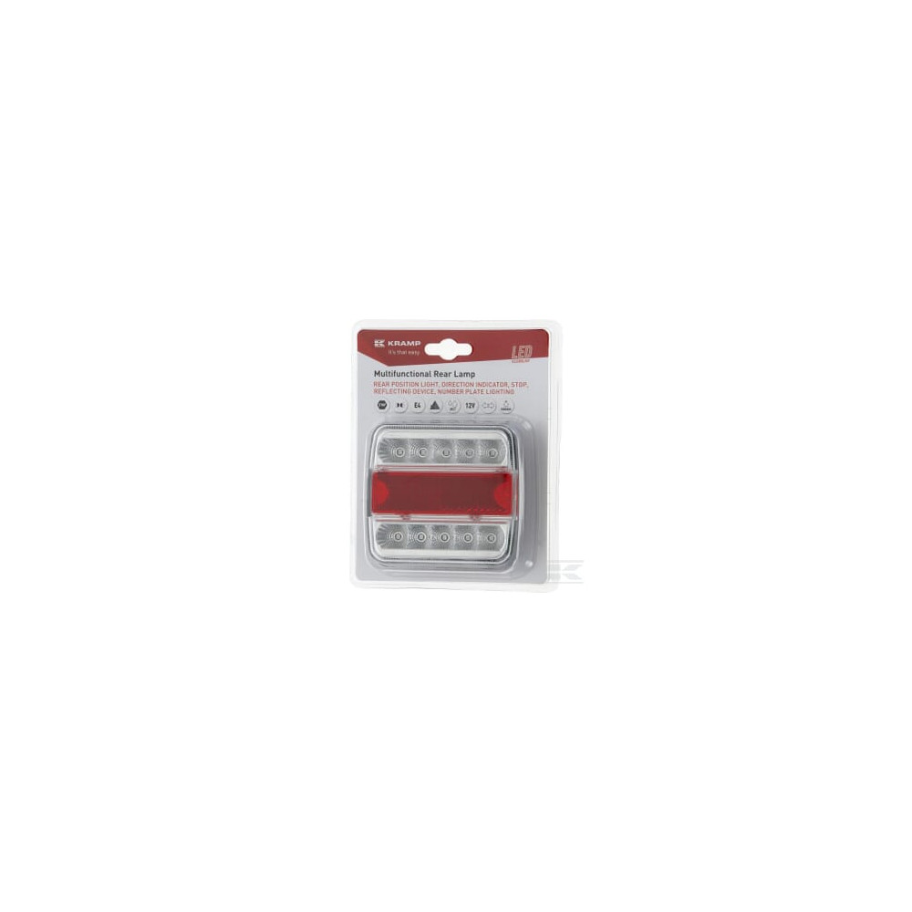 Kramp LA99190KR Feu arrière LED, 1W, carré, 12V, 106x35x98mm, 18 LED