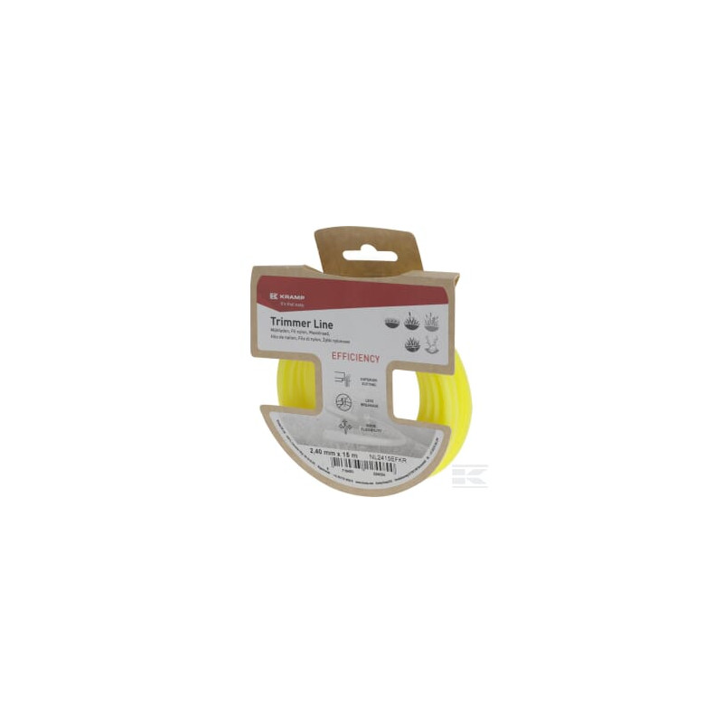 Kramp NL2415EFKR Fil de coupe Ø2,4x15m, rond, jaune, Kramp Efficiency