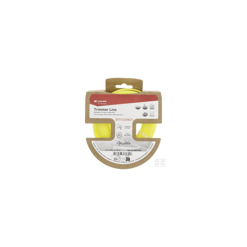Kramp NL3315EFKR Fil de coupe Ø3,3x15m, rond, jaune, Kramp Efficiency