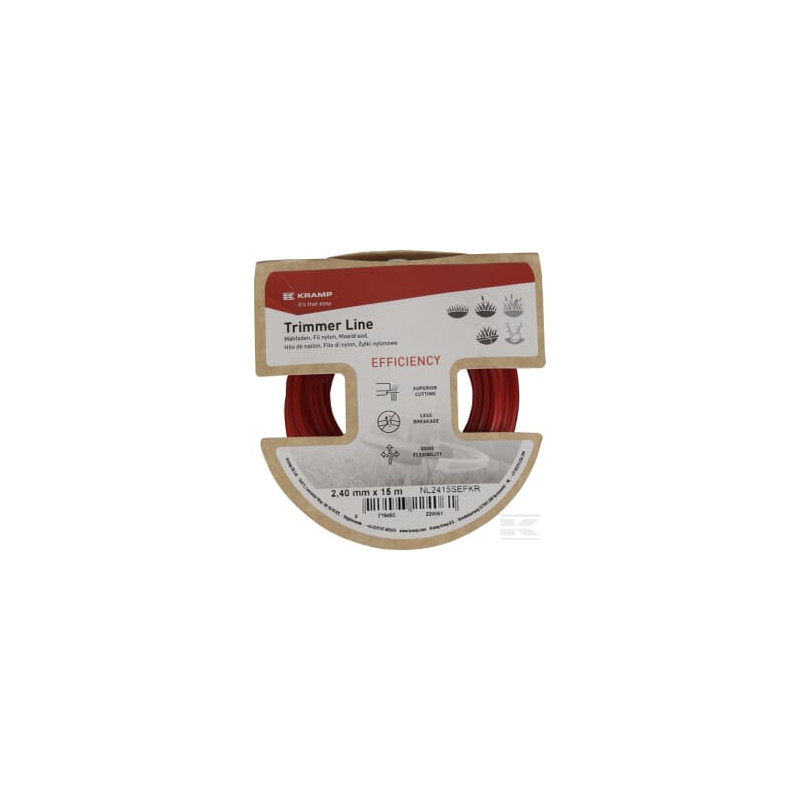 Kramp NL2415SEFKR Fil de coupe Ø 2,4mm 15m carré rouge Efficiency