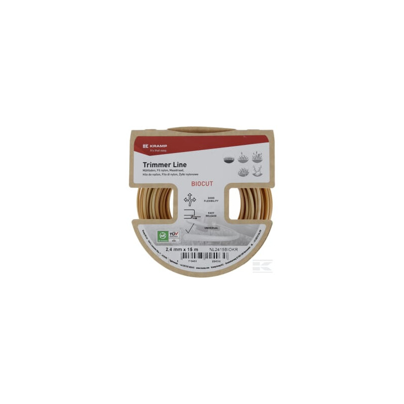 Kramp NL2415BIOKR Fil de coupe Ø2,4x15m, rond Kramp Biocut Starch