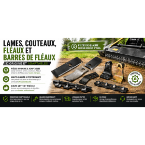 Lames, couteaux, fléaux et barres de fléaux d'origine et adaptables